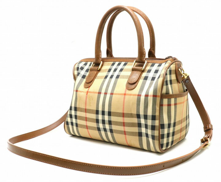 中古】 外美品 バーバリー BURBERRY ボストンバッグ 旅行かばん ハンド 