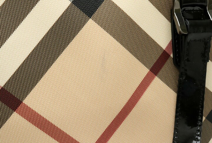 楽天市場 バッグ Burberry バーバリー ノバチェック チェック柄 トートバッグ ショルダーバッグ 肩掛け Pvc パテントレザー ベージュ ブラック レッド 中古 Blumin 楽天市場店