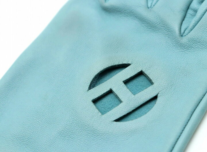 HERMES エルメス レザーグローブ Hモチーフ 手袋 ネイビー 美品 HERMES  