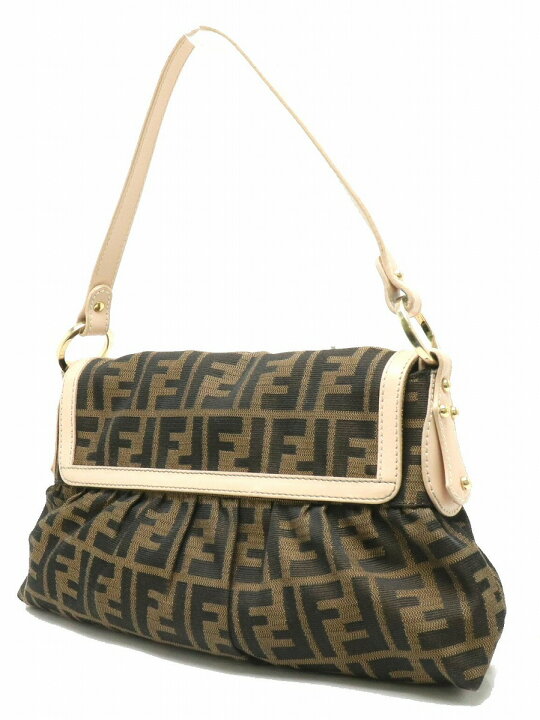 中古】 超美品 フェンディ FENDI ズッカ ショルダーバッグ ベージュ