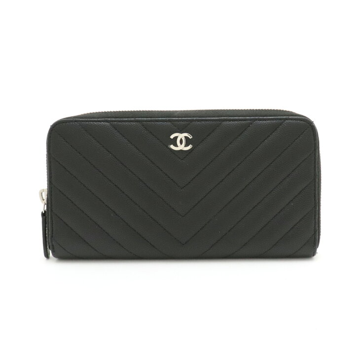 楽天市場】【財布】CHANEL シャネル シェブロン Vステッチ ラウンド 