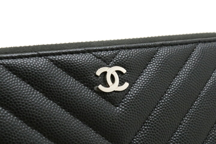 楽天市場】【財布】CHANEL シャネル シェブロン Vステッチ ラウンド  
