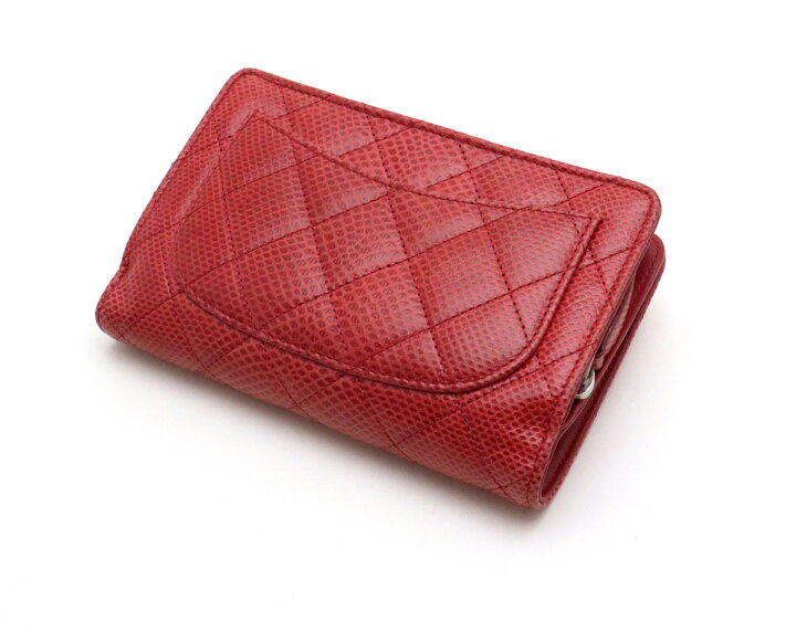 楽天市場 財布 Chanel シャネル マトラッセ ココマーク 2つ折り財布 二つ折り リザード レッド 赤 シルバー金具 8667 中古 Blumin 楽天市場店