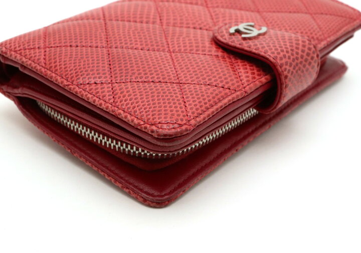 楽天市場 財布 Chanel シャネル マトラッセ ココマーク 2つ折り財布 二つ折り リザード レッド 赤 シルバー金具 8667 中古 Blumin 楽天市場店