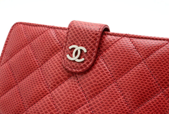楽天市場 財布 Chanel シャネル マトラッセ ココマーク 2つ折り財布 二つ折り リザード レッド 赤 シルバー金具 8667 中古 Blumin 楽天市場店