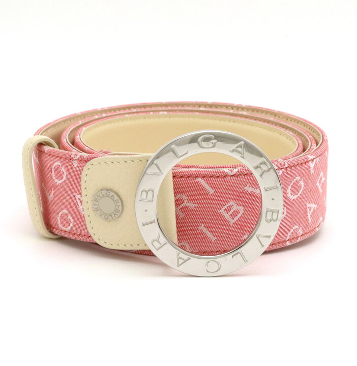 楽天市場 Bvlgari ブルガリ ロゴマニア ブルガリブルガリ ベルト メンズ デニム レザー ピンク シルバー金具 表記42 105 実寸 115 カット済 中古 Blumin 楽天市場店