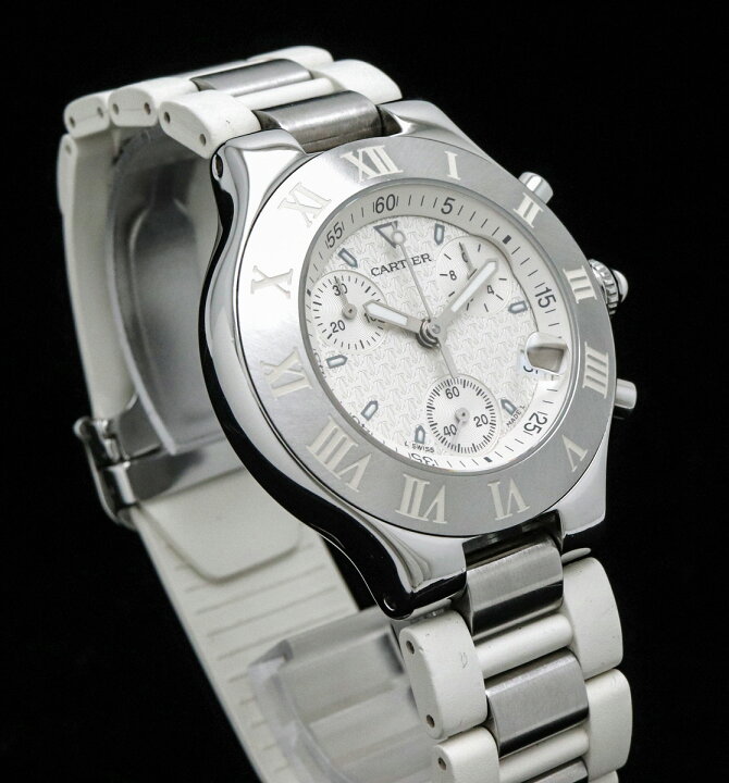 楽天市場 ウォッチ Cartier カルティエ マスト21 クロノスカフ ラバーベルト 白 メンズ クォーツ 腕時計 Wu2 中古 Blumin 楽天市場店