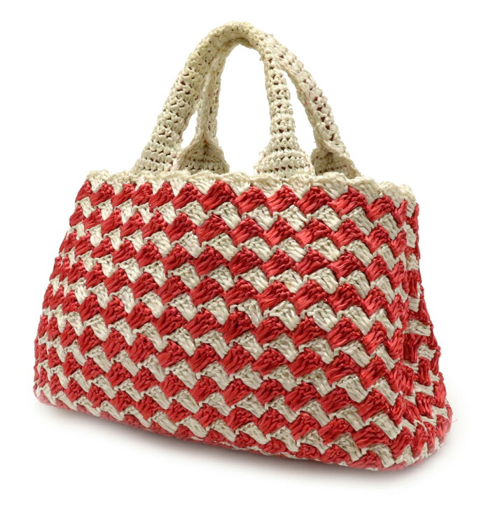 楽天市場】【バッグ】PRADA プラダ ラフィアクロケット ハンドバッグ  