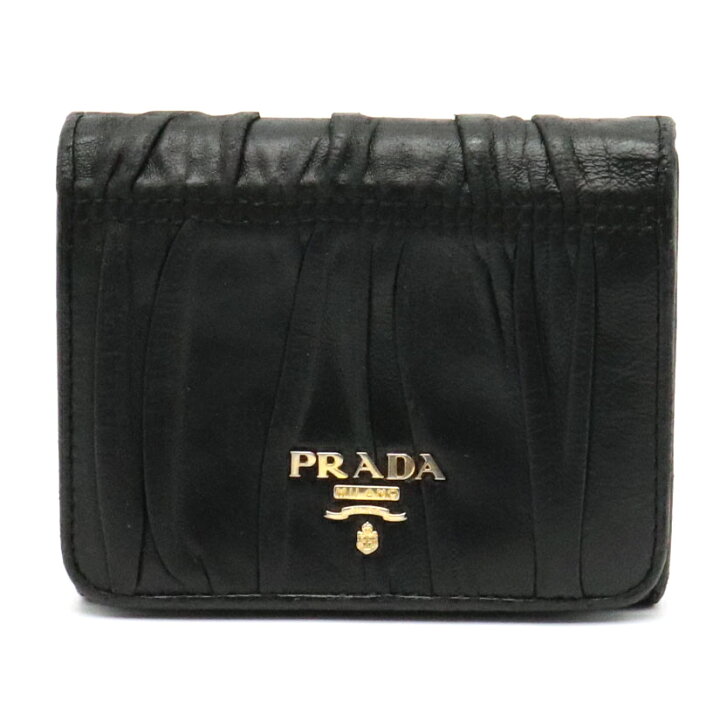 楽天市場】【財布】PRADA プラダ ギャザー 3つ折財布 レザー NERO 
