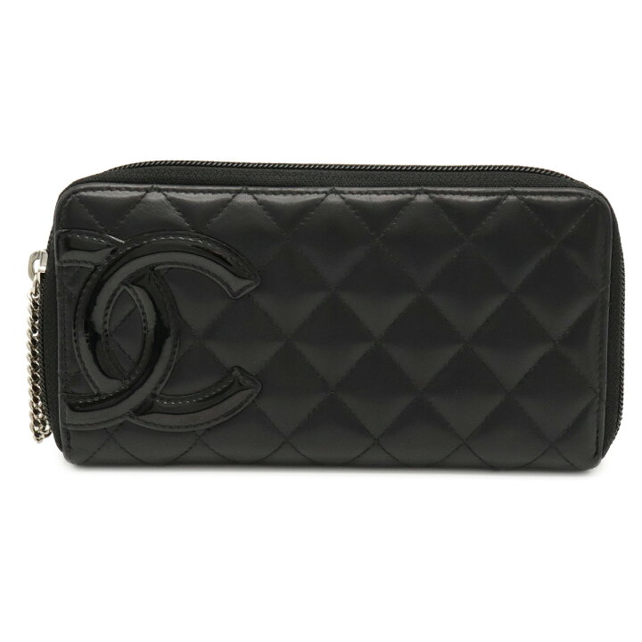 楽天市場 財布 Chanel シャネル カンボンライン ココマーク ラウンドファスナー長財布 ソフトカーフ レザー エナメル 黒 ブラック ピンク A 中古 Blumin 楽天市場店