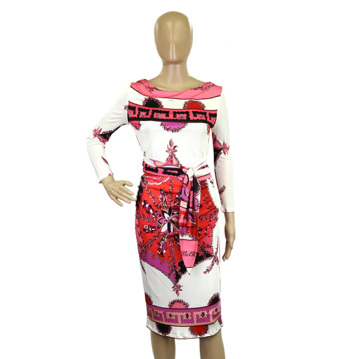 楽天市場 アパレル Emilio Pucci エミリオ プッチ ロング ワンピース プッチ柄 七分袖 レーヨン100 ピンク系マルチカラー 34 クリーニング済 中古 Blumin 楽天市場店