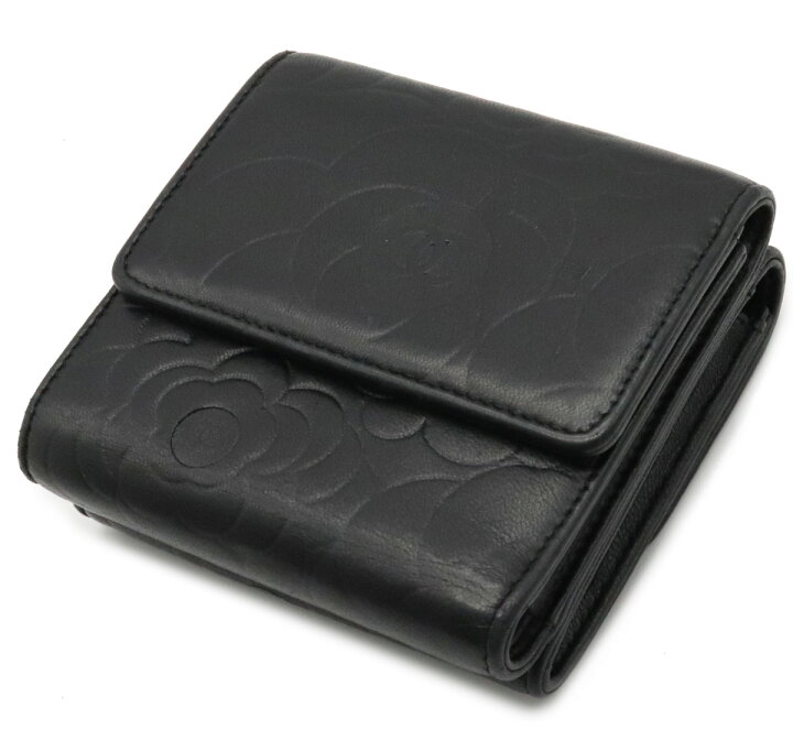 □中古□ シャネル Wホック 二つ折り 財布 ウォレット キャビアスキン  