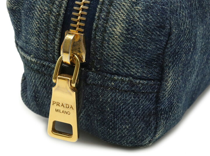 楽天市場】PRADA プラダ ポーチ DENIM デニム 化粧ポーチ コスメポーチ 