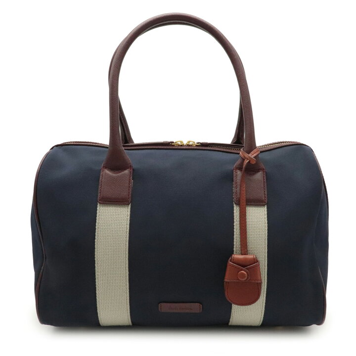 楽天市場 バッグ Paul Smith ポール スミス ポールスミス ハンドバッグ ボストンバッグ ナイロンキャンバス レザー ネイビー 紺 ボルドー 中古 Blumin 楽天市場店