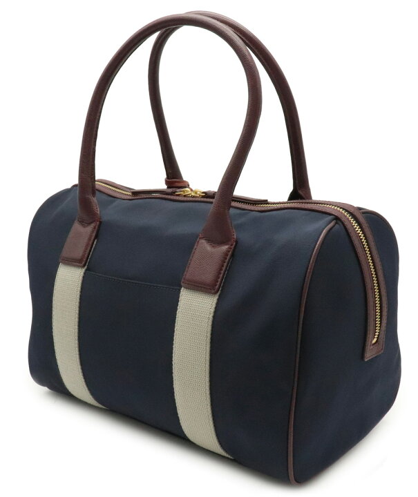 楽天市場 バッグ Paul Smith ポール スミス ポールスミス ハンドバッグ ボストンバッグ ナイロンキャンバス レザー ネイビー 紺 ボルドー 中古 Blumin 楽天市場店