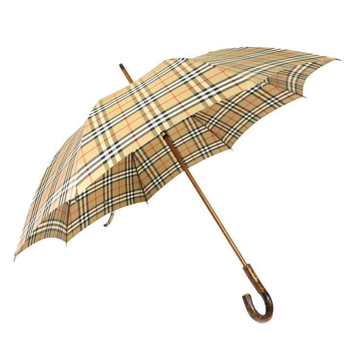 楽天市場】BURBERRY バーバリー 長傘 雨傘 ノバチェック柄 ウッド  