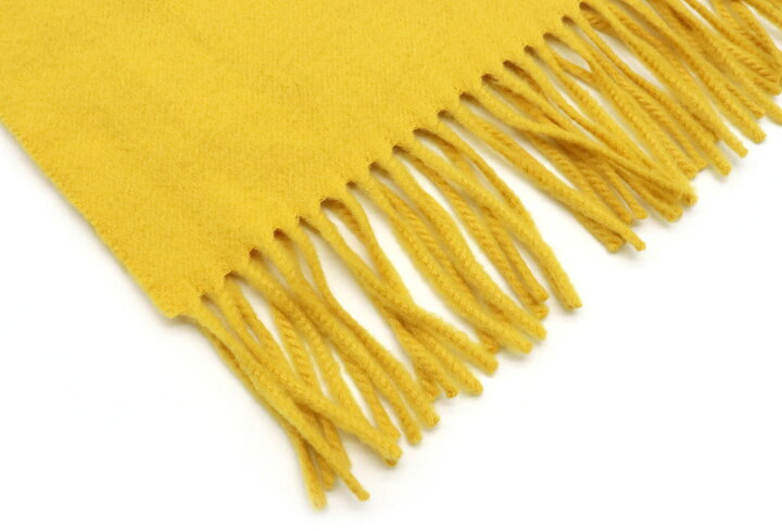 新品同様 エルメス ロゴ刺繡 カシミヤ イエロー マフラー 黄 0452  