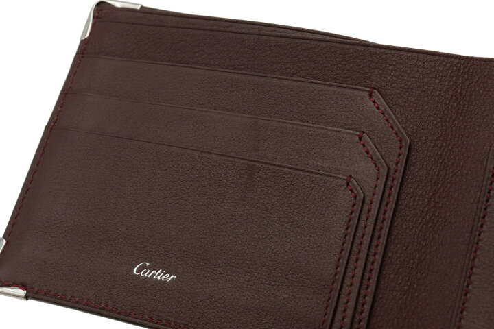 楽天市場 財布 Cartier カルティエ マスト ドゥ カルティエ ウォレット カボション 2つ折財布 レザー 黒 ブラック ボルドー シルバー金具 メンズ L 中古 Blumin 楽天市場店