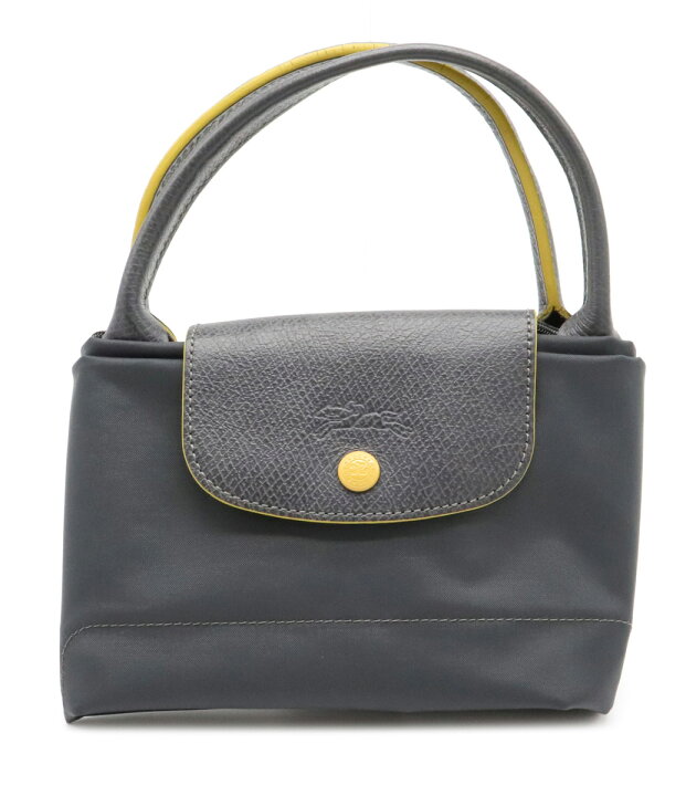 美品】LONGCHAMP ルプリアージュ トートバッグ グレー×イエロー 