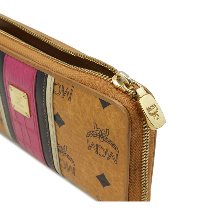 MCM しゃ エムシーエム 長財布 ジップ 小銭入れ付き ブラウン 