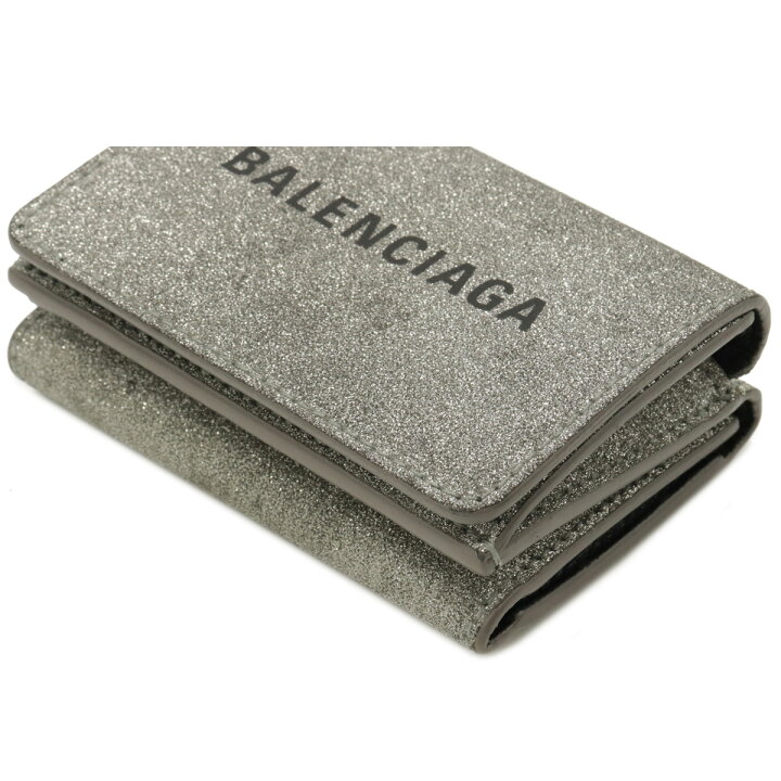 超美品バレンシアガエブリデイ三つ折り財布ミニグリッターラメ付属品 