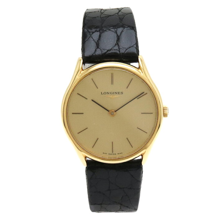 楽天市場】【ウォッチ】LONGINES ロンジン ゴールド文字盤 K18 750 革  