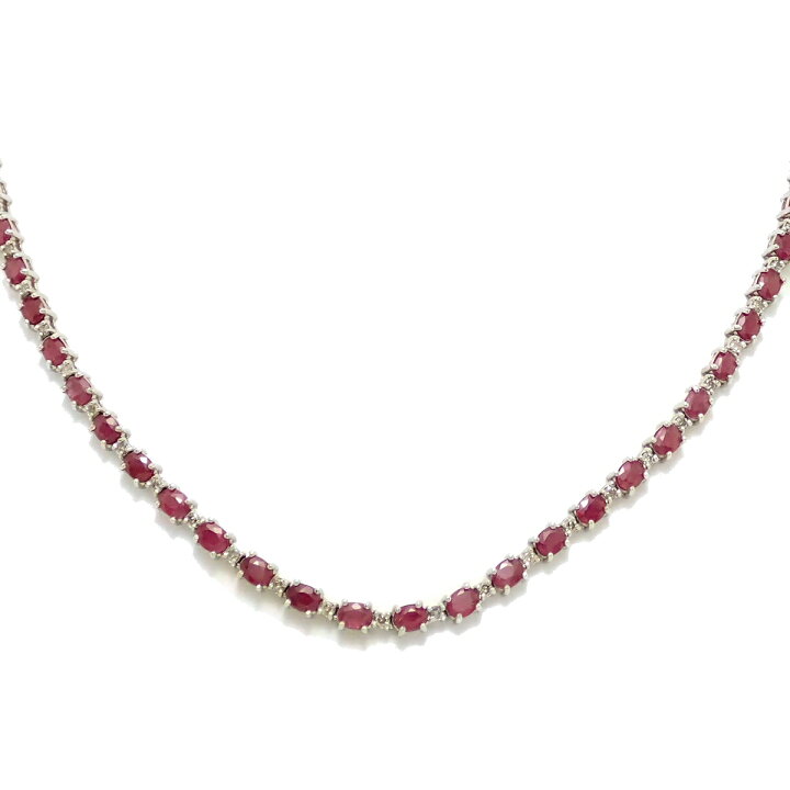 楽天市場】【新品仕上げ済】ルビー ダイヤモンド ネックレス K18WG  