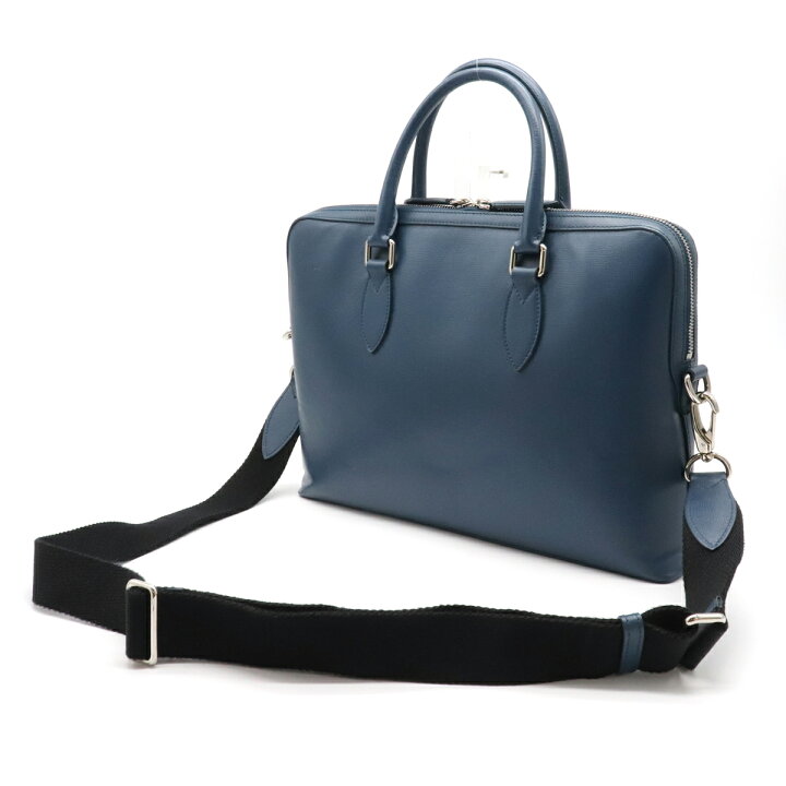 楽天市場 バッグ Burberry バーバリー ビジネスバッグ 書類カバン ブリーフケース 2way ショルダーバッグ メンズ レザー ピーコックブルー シルバー金具 中古 Blumin 楽天市場店