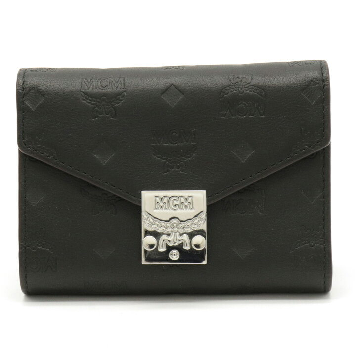 エムシーエム MCM 三つ折り財布 パトリシア レザー ブラック ゴールド  