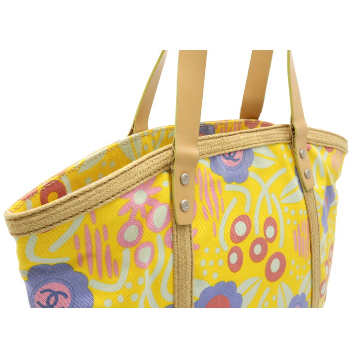 楽天市場 バッグ Chanel シャネル ハイサマー フラワープリント トートバッグ ショルダーバッグ 花柄 キャンバス レザー イエロー系マルチカラー 黄色 78 中古 Blumin 楽天市場店