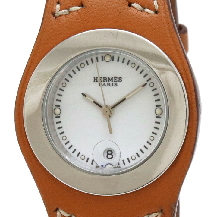 楽天市場】【ウォッチ】HERMES エルメス アーネ ホワイト文字盤 SS 革 