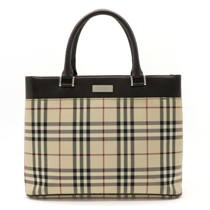 【バッグ】BURBERRY バーバリー ノバチェック チェック柄 トートバッグ ハンドバッグ ナイロンキャンバス レザー ベージュ ブラック ダークブラウン 茶 | Blumin 楽天市場店