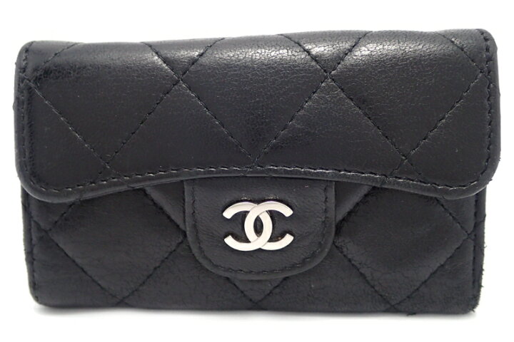 CHANEL シャネル ラムスキン 6連キーケース 黒 マトラッセ キーホルダー