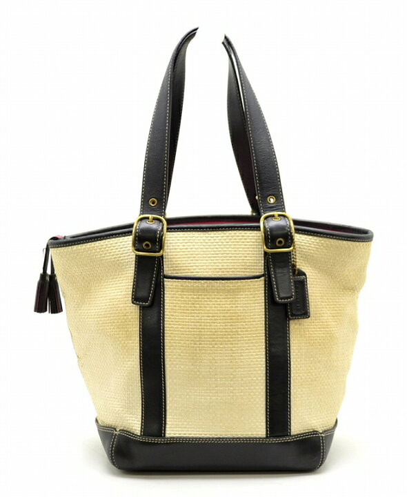 楽天市場】【中古】【バッグ】COACH コーチ ストロー トートバッグ  