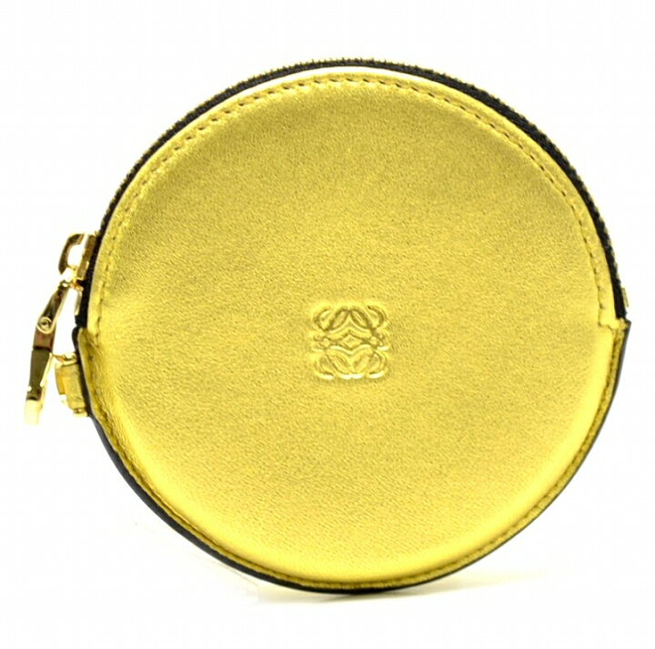 ゴールド‼️ LOEWE ロエベ アナグラム 円型 レザー コインケース 財布 