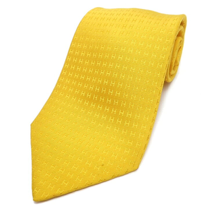 楽天市場】HERMES エルメス ネクタイ シルク100% H総柄 黄 イエロー  