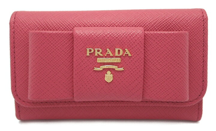 PRADA / プラダ キーケース レザー 6連 ピンク ゴールド ケース付き 