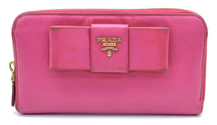 楽天市場】【財布】PRADA プラダ ラウンドファスナー リボン 長財布 