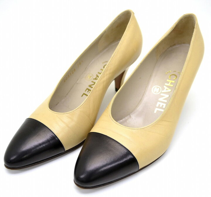 楽天市場】【靴】CHANEL シャネル バイカラー 2トーン パンプス ミドル  