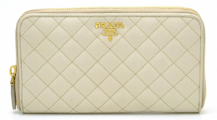 PRADA(プラダ) / サフィアーノキルティング/長財布/レザー/ベージュ 
