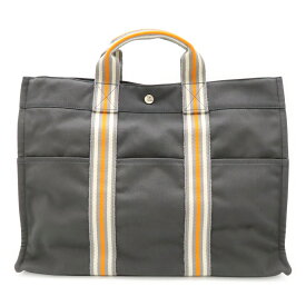 HERMES エルメス フールトゥMM トートMM トートバッグ ハンドバッグ 2001年 銀座店限定モデル キャンバス グレー オレンジ ホワイト 【中古】