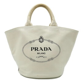 【バッグ】PRADA プラダ カナパ トートバッグ ハンドバッグ キャンバス レザー ホワイト 白 ポーチ付き ショルダーストラップ欠品 1BG163 【中古】