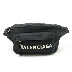 【バッグ】BALENCIAGA バレンシアガ WHEEL ウィール ロゴ ベルトバッグ ウエストポーチ ボディバッグ ナイロンキャンバス ブラック 黒 ネイビー 533009 【中古】