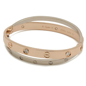 【ジュエリー】Cartier カルティエ LOVE ラブブレス ブレスレット バングル K18PG WG ピンクゴールド ホワイトゴールド ダイヤモンド #16 新型 【中古】