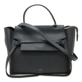 CELINE セリーヌ ベルトバッグ ミニ ハンドバッグ トートバッグ 2WAY ショルダーバッグ グレインドカーフスキン ブラック 黒 ゴールド金具 189103 【中古】