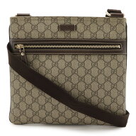 GUCCI グッチ GGスプリーム GGプラス ショルダーバッグ 斜め掛け マチなし カーキベージュ ダークブラウ…