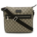GUCCI グッチ GGスプリーム ショルダーバッグ 斜め掛け PVC レザー ベージュ ダークブラウン 茶 シルバー金具 406410 …