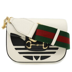 【バッグ】GUCCI グッチ ADIDAS アディダス コラボ ホースビット1955 ミニバッグ ショルダーバッグ 2WAY クラッチ レザー ホワイト ブラック 658574 【中古】