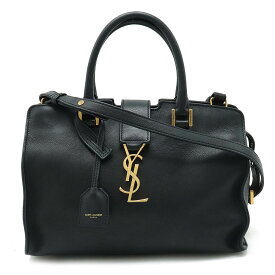 【バッグ】SAINT LAURENT PARIS サン ローラン パリ YSL モノグラム ベイビーカバス ハンドバッグ 2WAY ショルダーバッグ レザー ネイビーブラック ゴールド金具 424868 【中古】