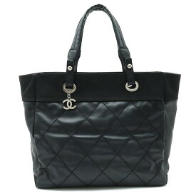 【バッグ】CHANEL シャネル パリビアリッツ トートMM トートバッグ ハンドバッグ コーティングキャンバス ブラック 黒 シルバー金具 A34209 【中古】